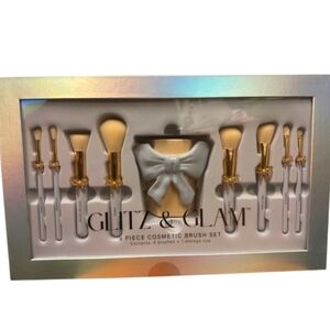 💕H.P💕 💙🔹️Glitz & Glam🔹️ Blue Bow 9 Pc Cosmetic Bow Makeup Brushes